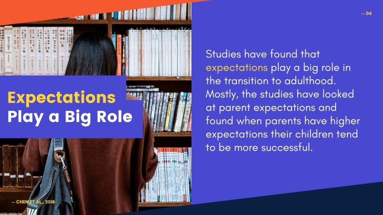 A young woman standing in front of shelves that are filled with books. She is wearing a brown shirt and a dark blue one shoulder bag.
